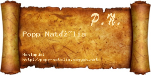 Popp Natália névjegykártya