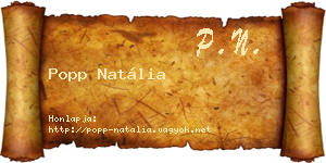 Popp Natália névjegykártya